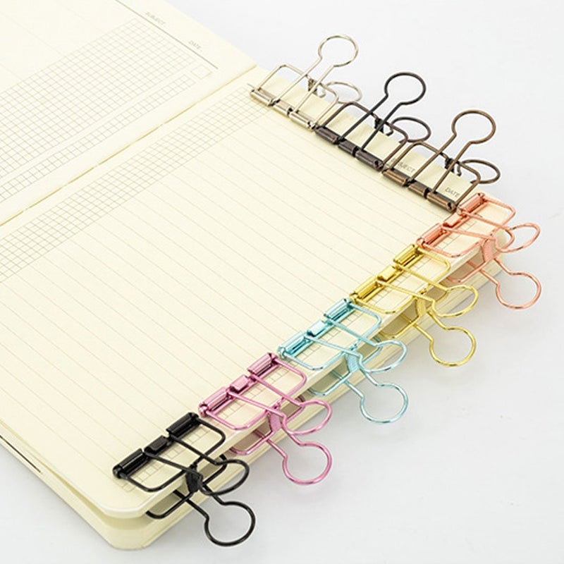 Lxnoap Color Hollow Out Paper Binder Clip Invoice Bill Clip Office Supplies Pack of 10 (M, Bronze) - Image 3